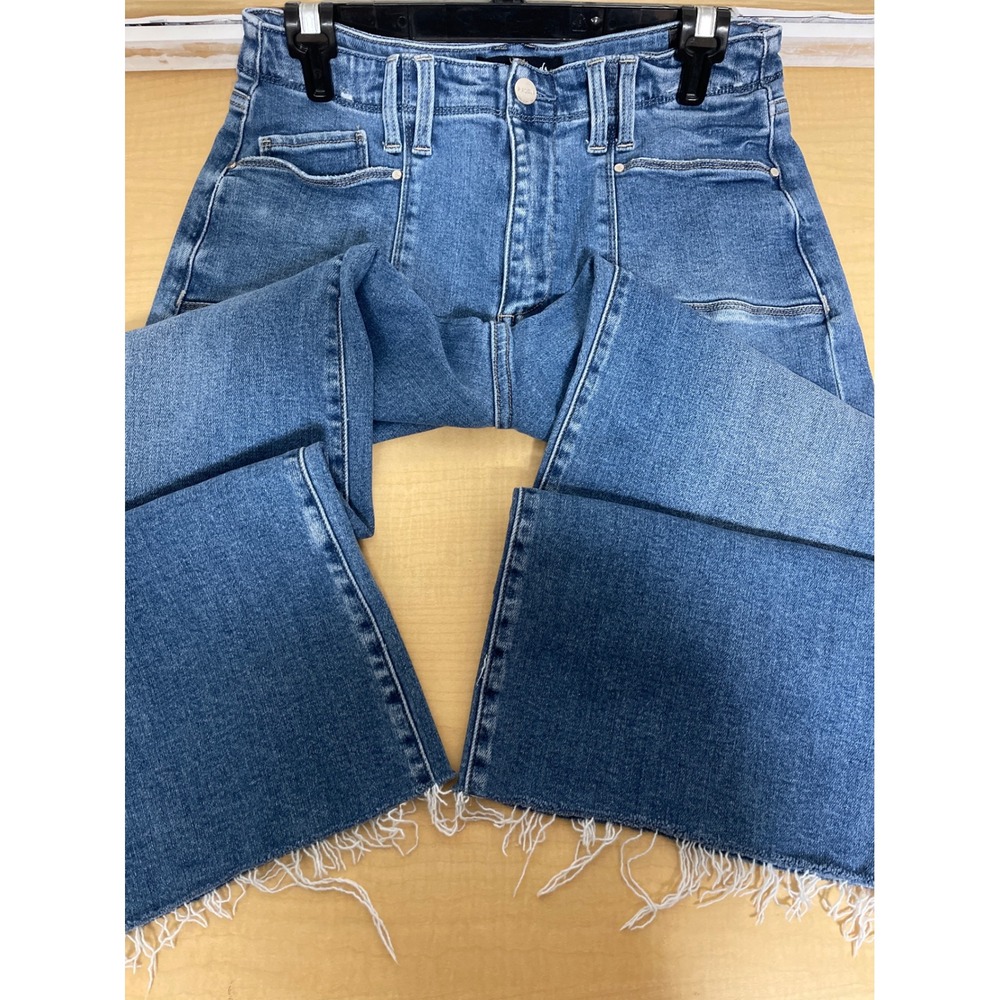 Social Threads x Risen Jeans High Rise Wide Leg Raw Hem Denim Blue Size 9/29